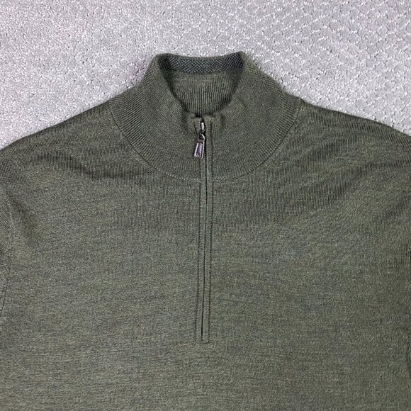 Joseph Abboud Sweater Men's XXL Green Extra Fine Merino Wool 1/4 Zip 2XL - Picture 4 of 9